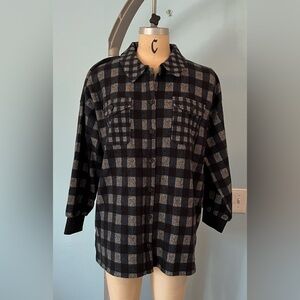NWOT Women’s Black, Blue, Gray Checkered Shirt Jacket - Medium